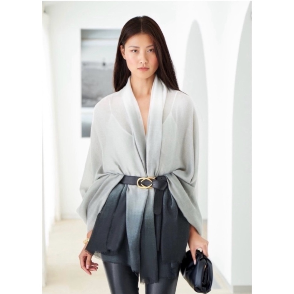 $150 Carly Cushnie Grey Horizon Ombre Scarf